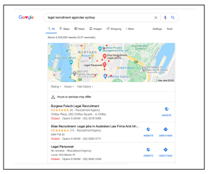 Google my business listings for legal recruitment agency