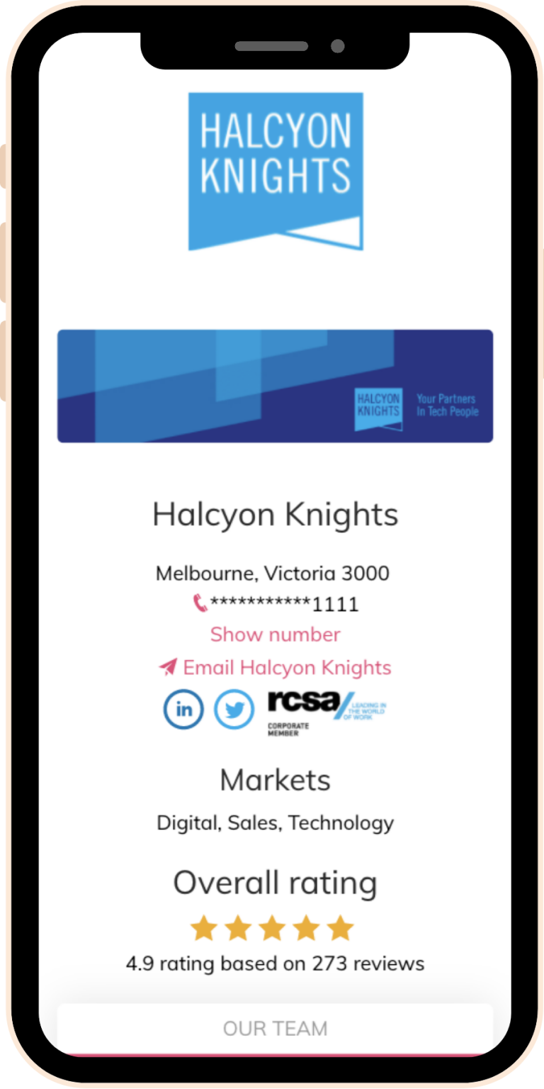 Halcyon Knoghts Agency page on Sourcr